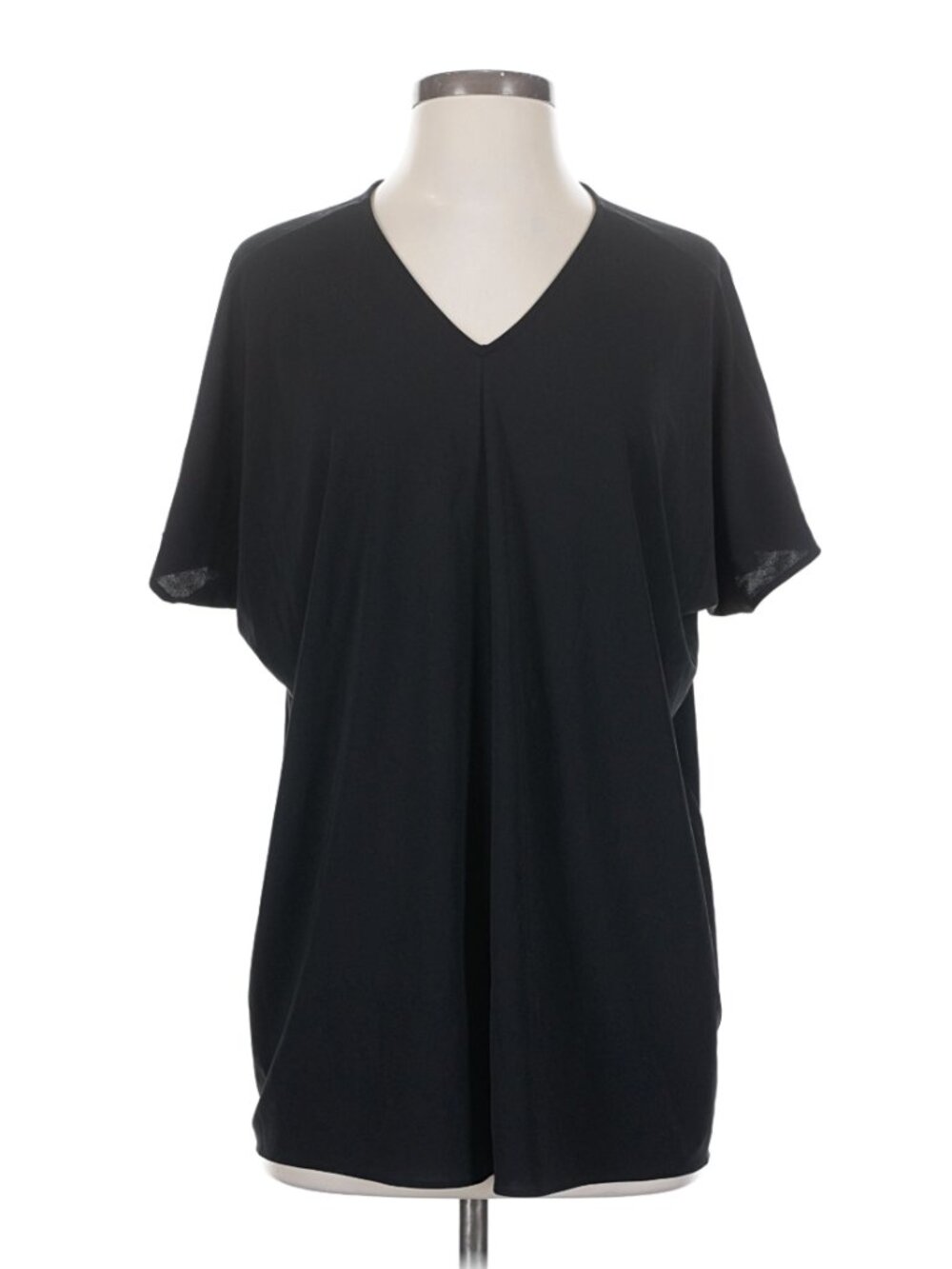 Uniqlo Black V-neck Shirt Blouse tunic top Sz Small Women